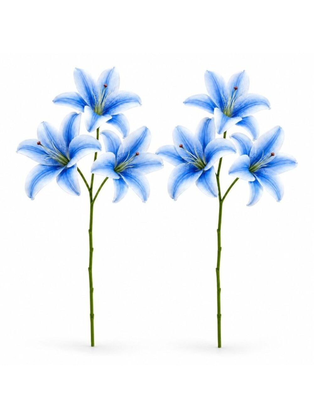 Artificial Blue Lily Stems Set of 2, Real Touch Lily Spray, Blue Wedding Flowers